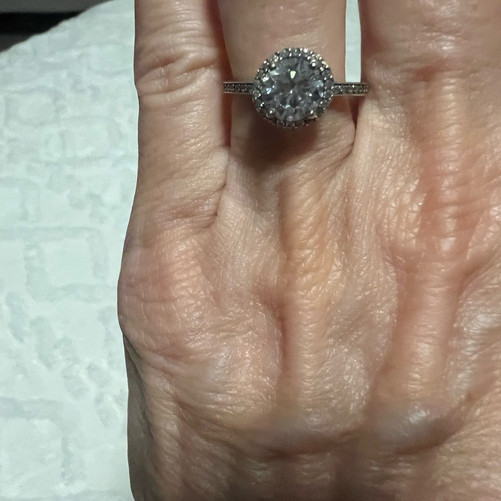 Elegant Pandora Silver Halo Ring